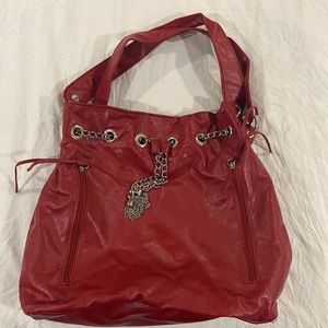 Red hobo bag